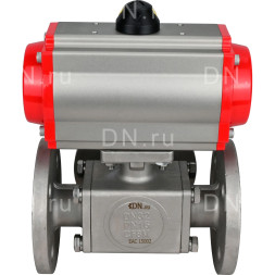 Кран шаровой BV3232P(4pc)-FP-3WL-F Ду65 Ру16 полнопроходной трехходовой, фланцевый, корпус - нержавеющая сталь SS316, с пневмоприводом PA-DA-083 двойного действия