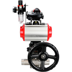 Кран шаровой BV3131P(3pc)-FP-W-ISO-H LONG Ду65 Ру25 полнопроход., корпус - нерж.сталь 304, уплотнение - PTFE, под приварку, с пн.приводом PA-DA-083, пн.распределителем 4M310-08 DC24V, ручным дублером MON2-450-T28-ISO, БКВ APL-210N и БПВ AFC2000