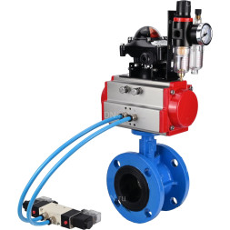 Затвор дисковый поворотный WBV1313E-2W-F-H Ду125 Ру16 фланцевый, корпус - чугун GGG40, диск - чугун GGG40, EPDM, с пневмоприводом PA-DA-130, пневмораспределителем 4V320-08 AC220V, БКВ APL-210N и БПВ AFC2000