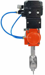 Затвор дисковый поворотный WBV3232V-2W-Fb-H Ду250 Ру16, корпус - нержавеющая сталь 316L, диск - нержавеющая сталь 316L, уплотнение - Viton, с пневмоприводом PA-DA-140 и с электропневматическим поворотным позиционером YT-1000RSN без обратной связи