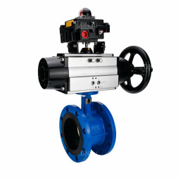 Затвор дисковый поворотный WBV1331E-2W-F-H Ду65 Ру16 фланцевый, корпус - чугун GGG40, диск - нержавеющая сталь 304, уплотнение - EPDM, с пневмоприводом PA-DA-105-1 и БКВ APL-410N EX