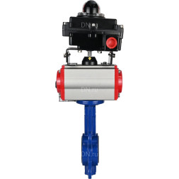 Затвор дисковый поворотный WBV1432E-2W-Fb-H Ду125 Ру16, корпус - чугун GGG50, диск - нержавеющая сталь 316L, уплотнение - EPDM, с пневмоприводом PA-DA-083 двойного действия, пневмораспределителем 4M310-08 DC24V, БКВ APL-410N EX