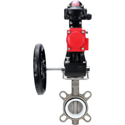 Затвор дисковый поворотный WBV3131P-2W-Fb-H Ду80 Ру16, корпус - нержавеющая сталь 304, диск - нержавеющая сталь 304, уплотнение - PTFE, с пневмоприводом PA-DA-083, БКВ APL-210N и ручным дублером MON2-450-T28-ISO
