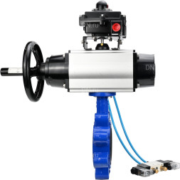 Затвор дисковый поворотный WBV1631E-2W-Fb-H Ду125 Ру16 LUG корпус - чугун QT450, диск - нержавеющая сталь 304, уплотнение - EPDM, с пневмоприводом PA-DA-105-1, пневмораспределителем 4V320-08 AC220V и БКВ APL-410N EX