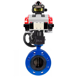 Затвор дисковый поворотный WBV1331E-2W-F-H Ду125 Ру16 фланцевый, корпус - чугун GGG40, диск - нержавеющая сталь 304, EPDM, с пневмоприводом PA-DA-130, пневмораспределителем 4V320-10 AC220V, БКВ APL-510N EX и ручным дублером MON3-700-T38-ISO