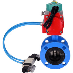Затвор дисковый поворотный WBV1331E-2W-F-H Ду65 Ру16 корпус - чугун GGG40, диск - нержавеющая сталь 304, уплотнение - EPDM, с пневмоприводом PA-DA-105, пневмораспределителем 4V320-08 AC220V и магнитным переключателем ALS200D