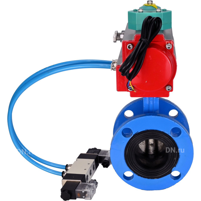 Затвор дисковый поворотный WBV1331E-2W-F-H Ду65 Ру16 корпус - чугун GGG40, диск - нержавеющая сталь 304, уплотнение - EPDM, с пневмоприводом PA-DA-105, пневмораспределителем 4V320-08 AC220V и магнитным переключателем ALS200D в Алматы