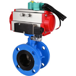 Затвор дисковый поворотный WBV1313E-2W-F-H Ду80 Ру16 фланцевый, корпус - чугун GGG40, диск - чугун GGG40, уплотнение - EPDM, с пневмоприводом PA-DA-105, пневмораспределителем 4M310-08 AC220V и магнитным переключателем ALS200D
