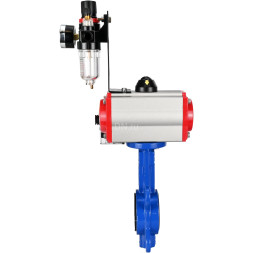 Затвор дисковый поворотный WBV1132N-2W-Fb-H Ду150 Ру16, корпус - чугун GG25, диск - нержавеющая сталь 316L, уплотнение - NBR, с пневмоприводом PA-DA-105 двойного действия, пневмораспределителем 4M310-08 DC24V, БПВ AFC2000
