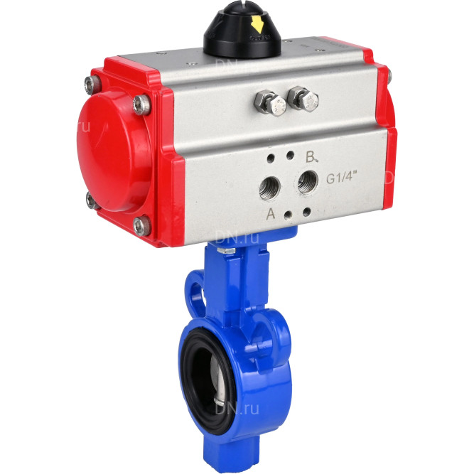 Затвор дисковый поворотный WBV0232E-2W-Fb-ISO-H Ду25/32 Ру16, корпус - алюминиевый сплав, диск - нержавеющая сталь 316L, уплотнение - EPDM, с пневмоприводом PA-DA-065 двойного действия в Алматы