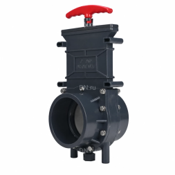 Задвижка шиберная GVKR4331TPV-2W-G-Hт Ду100 Ру1.6 клеевая, с выдвижным штоком, материал корпуса - ПВХ (PVC), шибер - нержавеющая сталь 304, уплотнение - TPV (ТПВ), с ручкой