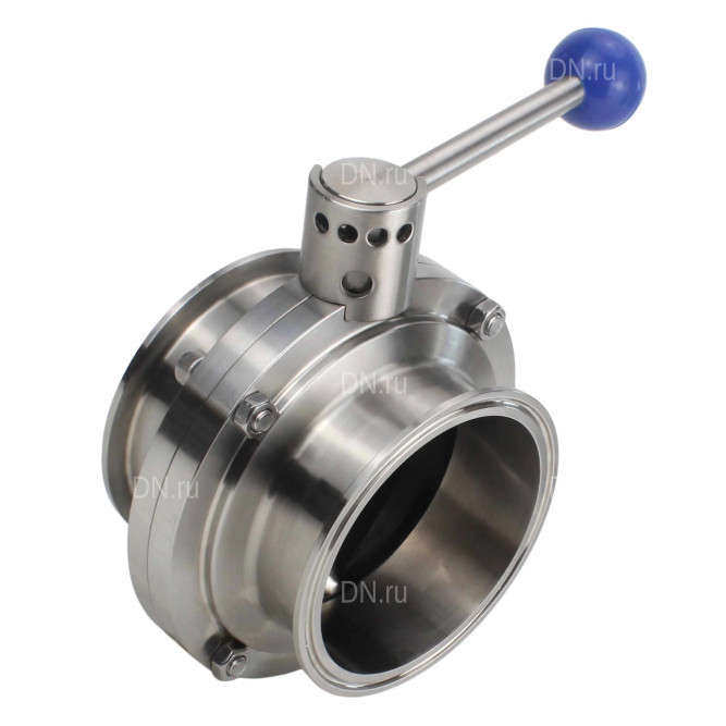 Затвор дисковый поворотный кламповый WBV3131E-2W-C-H Ду65 Ру10 корпус - пищевая нержавеющая сталь 304, уплотнение – EPDM, присоединение - кламп (clamp), с рукояткой в Алматы