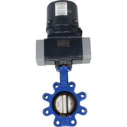 Затвор дисковый поворотный WBV1631N-2W-Fb-H Ду80 Ру16 LUG межфланцевый, корпус - чугун QT450, диск - нержавеющая сталь AISI 304, уплотнение - NBR, с электроприводом четвертьоборотным QTSA-N-005EM-O0-220VAC с пружинным возвратом