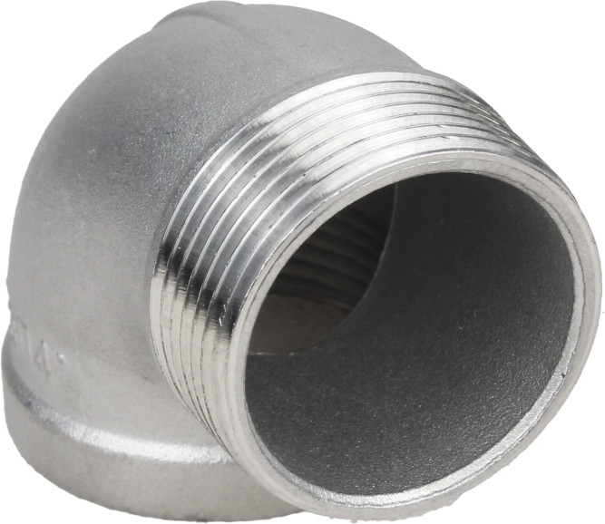 Отвод (уголок) ВР-НР-316 1 1/2″ Ду40 Ру16 угол 90°, корпус - нержавеющая сталь 316, присоединение - внутренняя / наружная резьба в Алматы