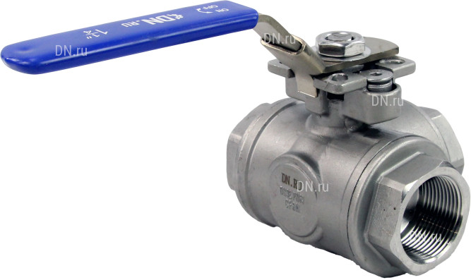 Кран шаровой BV3232P(4pc)-SP-3WL-T-ISO-H Ду40 Ру63, 3-ходовой L-тип стандартнопроходной, внутренняя резьба, уплотнение - PTFE, материал корпуса - нержавеющая сталь SS316 с ISO фланцем и рукояткой в Алматы