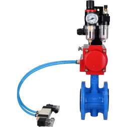 Затвор дисковый поворотный WBV1313E-2W-F-H Ду200 Ру16 фланцевый, корпус - чугун GGG40, диск - чугун GGG40, EPDM, с пневмоприводом PA-DA-140, пневмораспределителем 4V320-08 AC220V, БКВ APL-210N и БПВ AFC2000