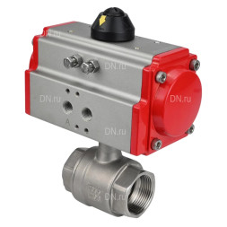 Кран шаровой BV3232P(2pc)-FP-T-ISO-H Ду40 Ру63 полнопроходной двухходовой, нержавеющая сталь 316, внутренняя резьба, уплотнение - PTFE, с пневмоприводом с возвратными пружинами PA-SA-105