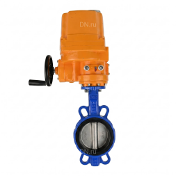 Затвор дисковый поворотный WBV1432N-2W-Fb-H Ду100 Ру16, корпус - чугун GGG50, диск - нержавеющая сталь 316L, уплотнение - NBR, с электроприводом QT-EX-010EM-O2-220VAC-У1