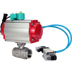 Кран шаровой BV3232P(2pc)-FP-T-ISO-H Ду100 Ру40 полнопроходной, внутренняя резьба, корпус - нержавеющая сталь 316, уплотнение - PTFE, с пневмоприводом PA-DA-105, пневмораспределителем 4V320-10 AC220V и магнитным переключателем ALS200D