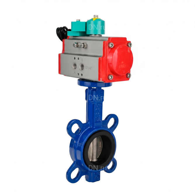 Затвор дисковый поворотный WBV1132N-2W-Fb-H Ду50 Ру16 корпус - чугун GG25, диск - нержавеющая сталь 316L, уплотнение - NBR, с пневмоприводом PA-SA-083 и магнитным переключателем ALS200D в Алматы