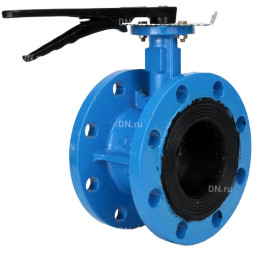 Затвор дисковый поворотный WBV1331E-2W-F-H Ду200 Ру16 фланцевый, корпус - чугун GGG40, диск - нержавеющая сталь 304, уплотнение - EPDM, с рукояткой, с ISO-фланцем F10, квадрат штока 17х17