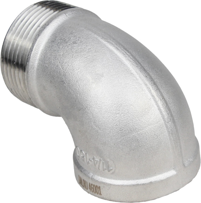 Отвод (уголок) ВР-НР-316 2 1/2″ Ду65 Ру16 угол 90°, корпус - нержавеющая сталь 316, присоединение - внутренняя / наружная резьба в Алматы