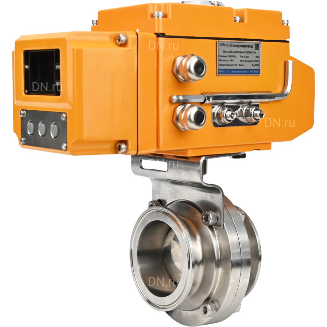 Затвор дисковый поворотный WBV3131S-2W-T-H Ду15 Ру10 резьбовой, корпус - пищевая нержавеющая сталь 304, уплотнение - Silicon, с электроприводом QT-N-005EM-A1-220VAC-У1 c датчиком обратной связи и входным управляющим сигналом 4-20мА HARK в Алматы