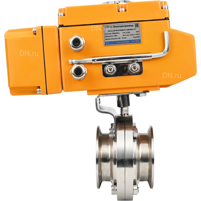 Затвор дисковый поворотный WBV3131S-2W-T-H Ду15 Ру10 резьбовой, корпус - пищевая нержавеющая сталь 304, уплотнение - Silicon, с электроприводом QT-N-005EM-A1-220VAC-У1 c датчиком обратной связи и входным управляющим сигналом 4-20мА HARK в Алматы