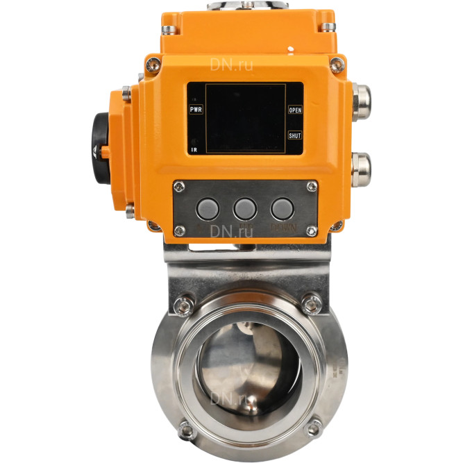 Затвор дисковый поворотный WBV3131S-2W-T-H Ду15 Ру10 резьбовой, корпус - пищевая нержавеющая сталь 304, уплотнение - Silicon, с электроприводом QT-N-005EM-A1-220VAC-У1 c датчиком обратной связи и входным управляющим сигналом 4-20мА HARK в Алматы