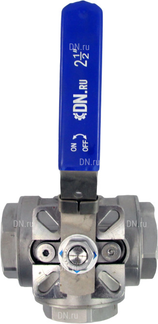 Кран шаровой BV3232P(4pc)-SP-3WL-T-ISO-H Ду65 Ру40, 3-ходовой L-тип стандартнопроходной, внутренняя резьба, уплотнение - PTFE, материал корпуса - нержавеющая сталь SS316 с ISO фланцем и рукояткой в Алматы