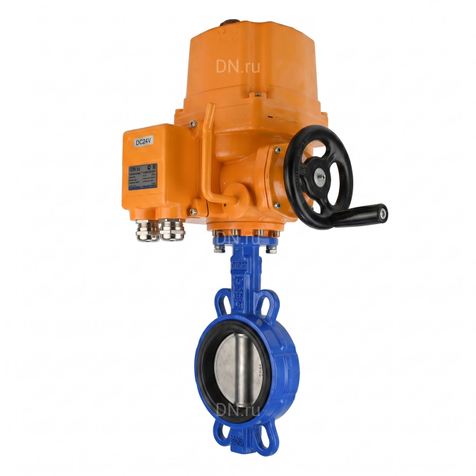 Затвор дисковый поворотный WBV1432N-2W-Fb-H Ду125 Ру16, корпус - чугун GGG50, диск - нержавеющая сталь 316L, уплотнение - NBR, с электроприводом QT-EX-015EM-O2-220VAC-У1 в Алматы
