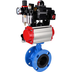 Затвор дисковый поворотный WBV1313E-2W-F-H Ду125 Ру16 фланцевый, корпус - чугун GGG40, диск - чугун GGG40, EPDM, с пневмоприводом PA-DA-130, пневмораспределителем 4M310-08 AC220V, БКВ APL-410N EX и БПВ AFC2000