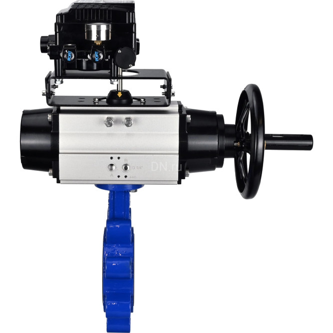 Затвор дисковый поворотный WBV1631E-2W-Fb-H Ду125 Ру16 LUG корпус - чугун QT450, диск - нержавеющая сталь 304, уплотнение - EPDM, с пневмоприводом PA-DA-105-1 и позиционером YT-1000RSN с обратной связью в Алматы