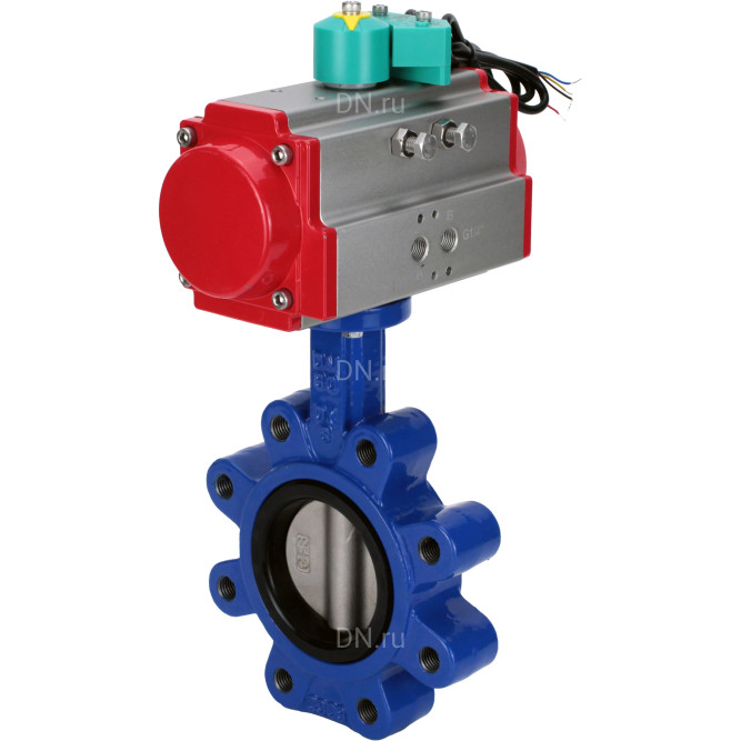 Затвор дисковый поворотный WBV1631E-2W-Fb-H Ду80 Ру16 LUG корпус - чугун QT450, диск - нержавеющая сталь 304, уплотнение - EPDM, с пневмоприводом PA-DA-083 и магнитным переключателем ALS200D в Алматы
