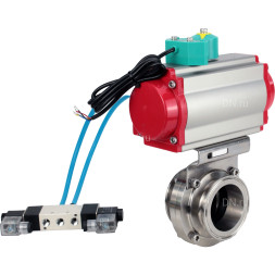 Затвор дисковый поворотный кламповый WBV3131E-2W-C-H Ду65 Ру10 корпус - пищевая нержавеющая сталь 304, уплотнение - EPDM, с пневмоприводом PA-DA-052, пневмораспределителем 4V320-10 AC220V и магнитным переключателем ALS200D