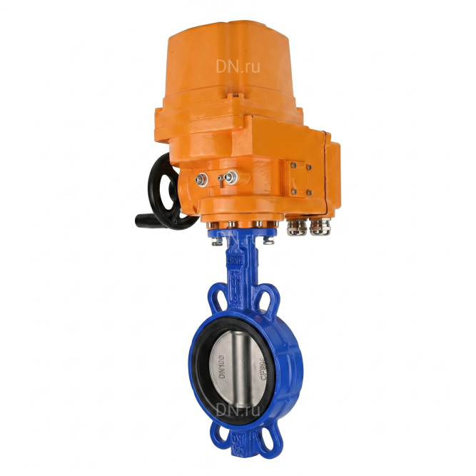 Затвор дисковый поворотный WBV1432N-2W-Fb-H Ду150 Ру16, корпус - чугун GGG50, диск - нержавеющая сталь 316L, уплотнение - NBR, с электроприводом QT-EX-015EM-O2-220VAC-У1 в Алматы