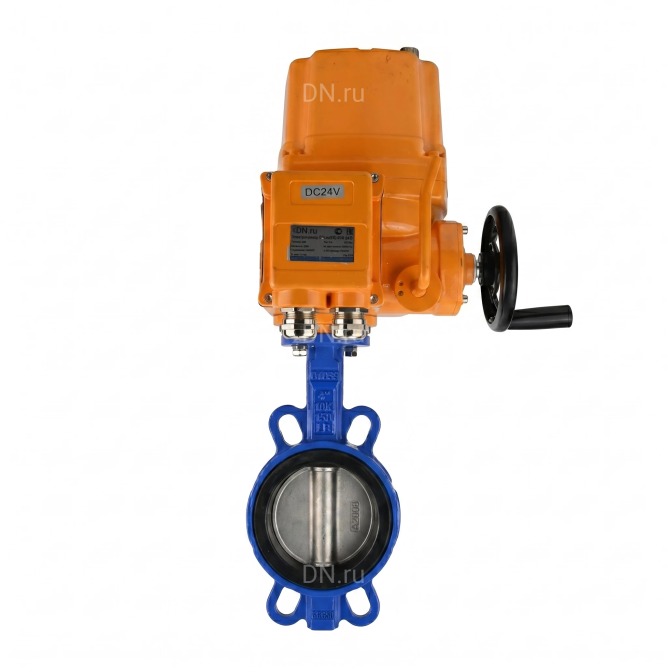 Затвор дисковый поворотный WBV1432N-2W-Fb-H Ду150 Ру16, корпус - чугун GGG50, диск - нержавеющая сталь 316L, уплотнение - NBR, с электроприводом QT-EX-015EM-O2-220VAC-У1 в Алматы