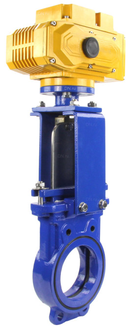 Задвижка шиберная ножевая GVKN1331N-2W-Fb-ISO Ду125 Ру10 межфланцевая, с невыдвижным шпинделем, корпус - чугун GGG-40, уплотнение - NBR, с электроприводом MT-N-010EM-О1-220AC-У1 220В в Алматы