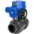 Кран шаровой BV4242E-FP-GRM-ISO Дн32 Ру10 полнопроходной, корпус - НПВХ, шар - НПВХ, уплотнение - EPDM, с электроприводом QT-N-005M-O2-380VAC-У1 с моментной муфтой и штурвалом в Алматы