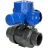 Кран шаровой BV4242E-FP-GRM-ISO Дн32 Ру10 полнопроходной, корпус - НПВХ, шар - НПВХ, уплотнение - EPDM, с электроприводом QT-N-005M-O2-380VAC-У1 с моментной муфтой и штурвалом в Алматы