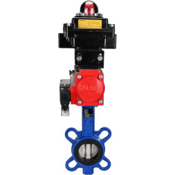 Затвор дисковый поворотный WBV1432N-2W-Fb-H Ду50 Ру16, корпус - чугун GGG50, диск - нержавеющая сталь 316L, уплотнение - NBR, с пневмоприводом PA-SA-083 с возвратными пружинами, пневмораспределителем 4M310-08 DC24V, БКВ APL-410N EX