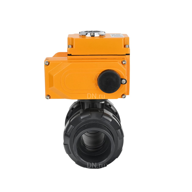 Кран шаровой BV4242E-FP-GRM-ISO Дн80 Ру10 полнопроходной, корпус - НПВХ, шар - НПВХ, уплотнение - EPDM, с электроприводом QT-N-005EM-O1-380VAC-У1 HARK в Алматы