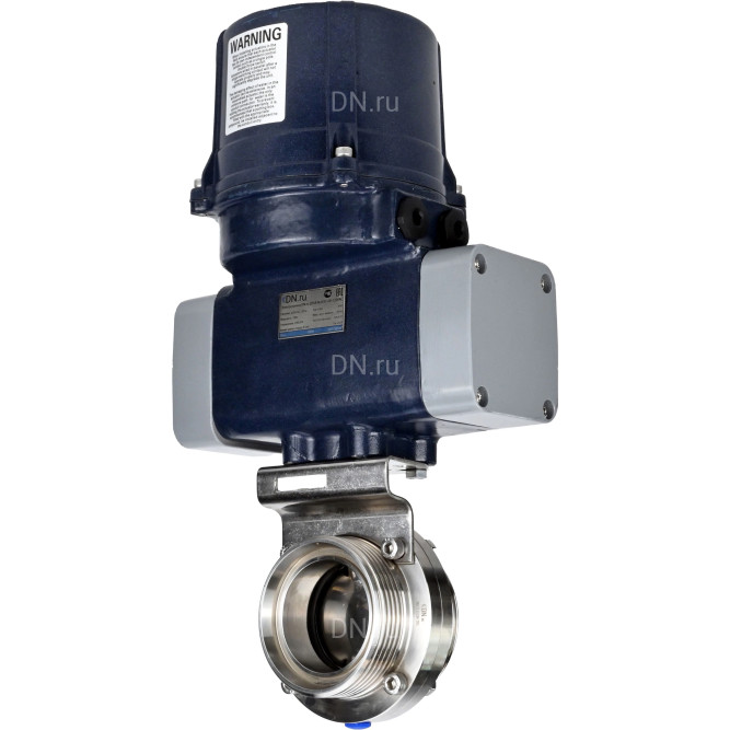 Затвор дисковый поворотный WBV3131E-2W-T-H Ду15 Ру10 резьбовой, корпус - пищевая нержавеющая сталь AISI 304, диск - нержавеющая сталь AISI 304, уплотнение - EPDM, с электроприводом четвертьоборотным QTSA-N-003EM-O0-220VAC с пружинным возвратом в Алматы