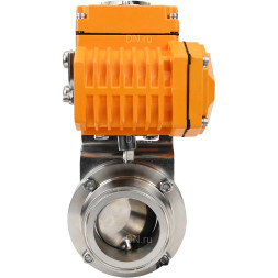 Затвор дисковый поворотный WBV3131S-2W-T-H Ду25 Ру10 резьбовой, корпус - пищевая нержавеющая сталь 304, уплотнение - Silicon, с электроприводом QT-N-005EM-A1-220VAC-У1 c датчиком обратной связи и входным управляющим сигналом 4-20мА HARK