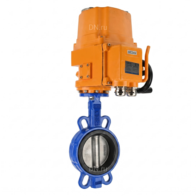 Затвор дисковый поворотный WBV1432N-2W-Fb-H Ду100 Ру16, корпус - чугун GGG50, диск - нержавеющая сталь 316L, уплотнение - NBR, с электроприводом QT-EX-010EM-O2-380VAC-У1 в Алматы
