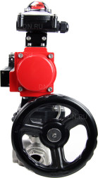 Кран шаровой BV3232P(4pc)-SP-3WL-T-ISO-H Ду10 Ру63 стандартнопроходной трехходовой L-тип, нерж. сталь SS316, внутренняя резьба, PTFE, пн.приводом PA-DA-065, пн.распределителем 4M310-08 DC24V, БКВ APL-210N и ручным дублером MON1-250-T26-ISO