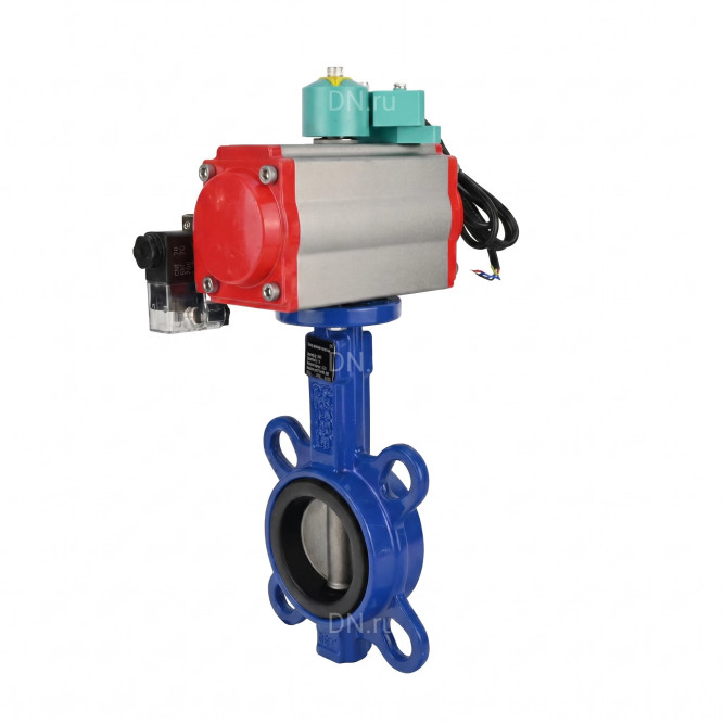 Затвор дисковый поворотный WBV1132N-2W-Fb-H Ду40 Ру16 корпус - чугун GG25, диск - нержавеющая сталь 316L, уплотнение - NBR, с пневмоприводом PA-SA-083, пневмораспределителем 4M310-08 AC220V и магнитным переключателем ALS200D в Алматы
