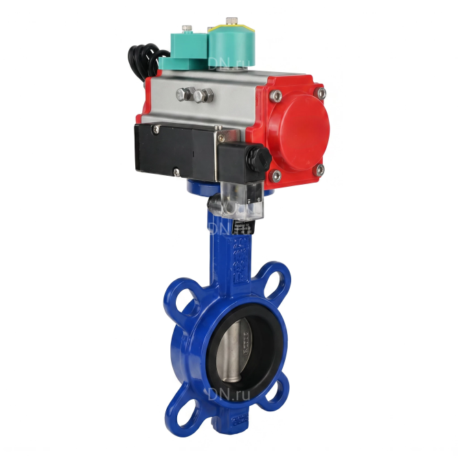 Затвор дисковый поворотный WBV1132N-2W-Fb-H Ду40 Ру16 корпус - чугун GG25, диск - нержавеющая сталь 316L, уплотнение - NBR, с пневмоприводом PA-SA-083, пневмораспределителем 4M310-08 AC220V и магнитным переключателем ALS200D в Алматы