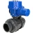 Кран шаровой BV4242E-FP-GRM-ISO Дн40 Ру10 полнопроходной, корпус - НПВХ, шар - НПВХ, уплотнение - EPDM, с электроприводом QT-N-005M-O2-380VAC-У1 с моментной муфтой и штурвалом в Алматы