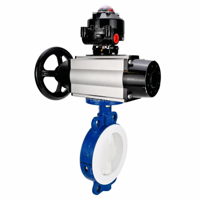 Затвор дисковый поворотный WBV3434Pf-2W-Fb-R Ду150 Ру16, корпус - углеродистая сталь WCB, диск - углеродистая сталь WCB, футерованный PTFE, уплотнение - PTFE, с пневмоприводом PA-DA-105-1 и БКВ APL-510N EX в Алматы